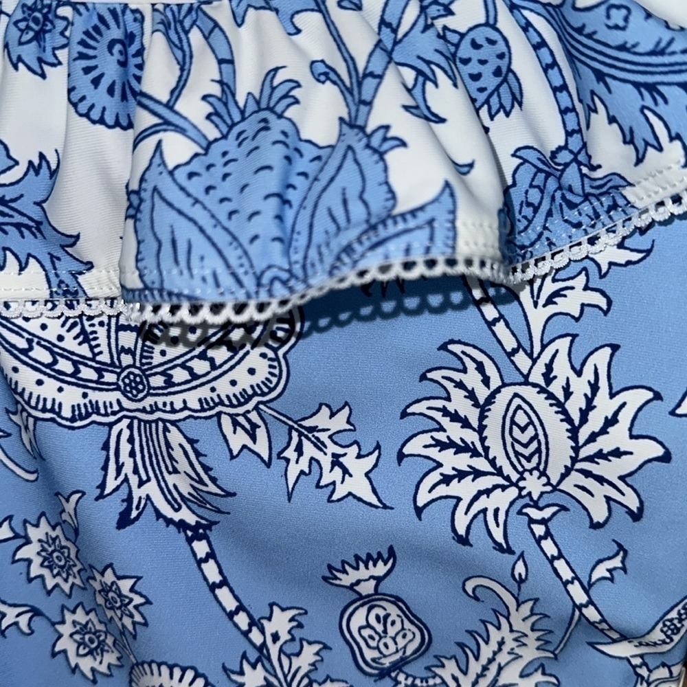 Roller Rabbit Little Girls Blue Ruffled One-Piece Swimsuit NWT - Picture 3 of 6
